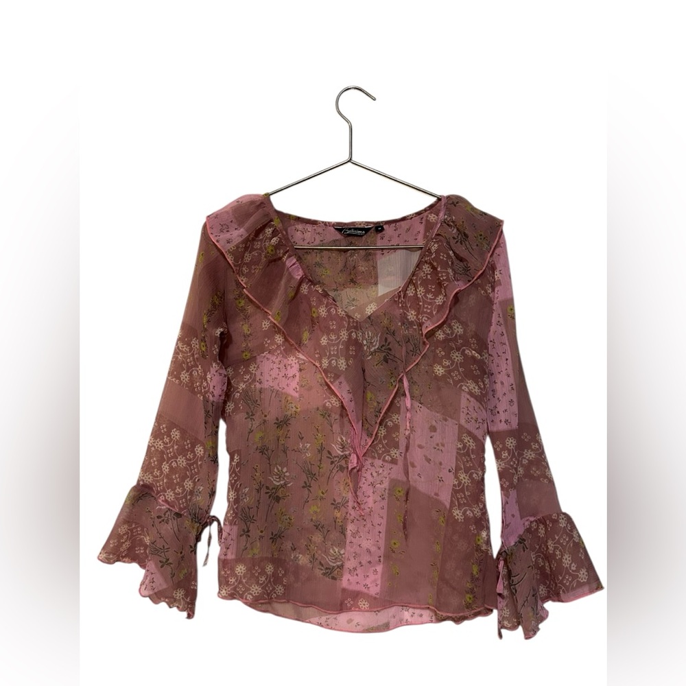 Bellisima Y2K long sleeve paisley print coat sleeves medium top